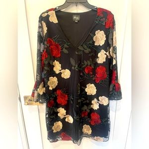 Black dress with floral design